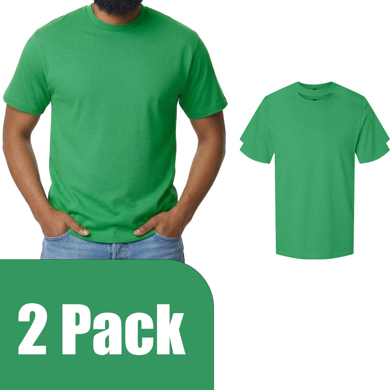 Gildan Men's Softstyle Midweight Short Sleeve Blank T-Shirt for Craft & Custom Printing, Irish Green